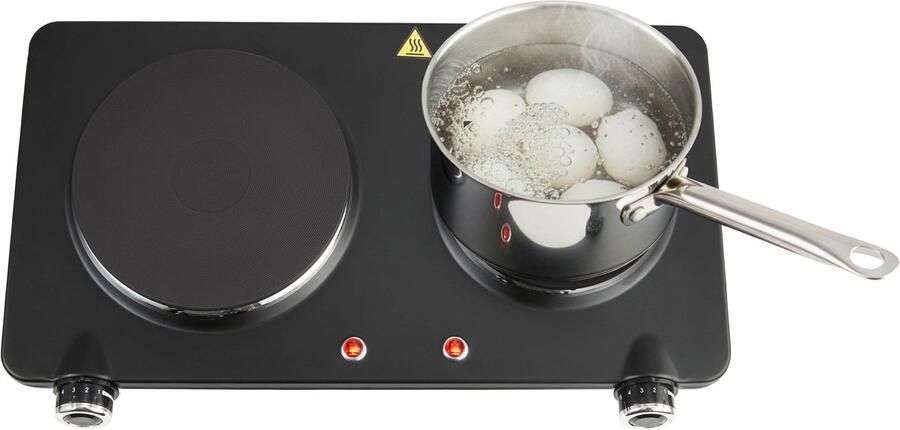 Inventum KP602B elektrische kookplaat 47 cm 2-pits 15 18 cm 1-fase plug en play 7 standen 750 1500 W Vrijstaand Zwart