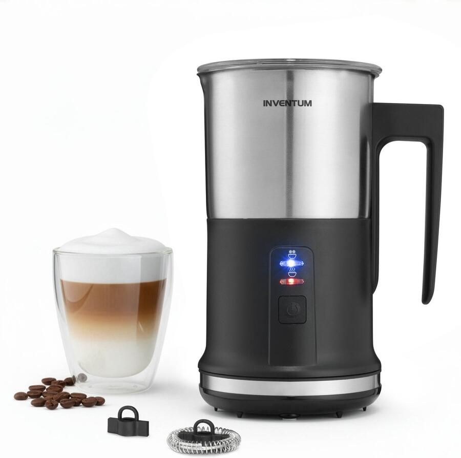 Inventum MK350 Elektrische melkopschuimer 115 240 ml Warm koud opschuimen Verwarmen PFAS vrij Antikleeflaag Zwart RVS