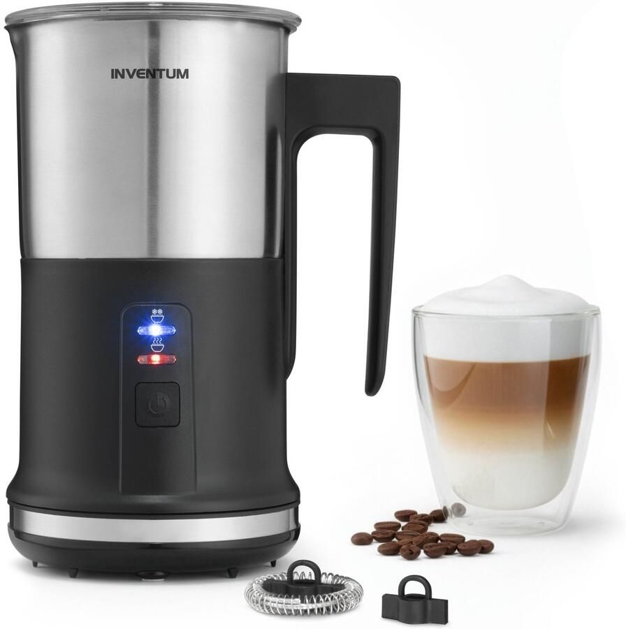 Inventum MK350 Elektrische melkopschuimer 115 240 ml Warm koud opschuimen Verwarmen PFAS vrij Antikleeflaag Zwart RVS