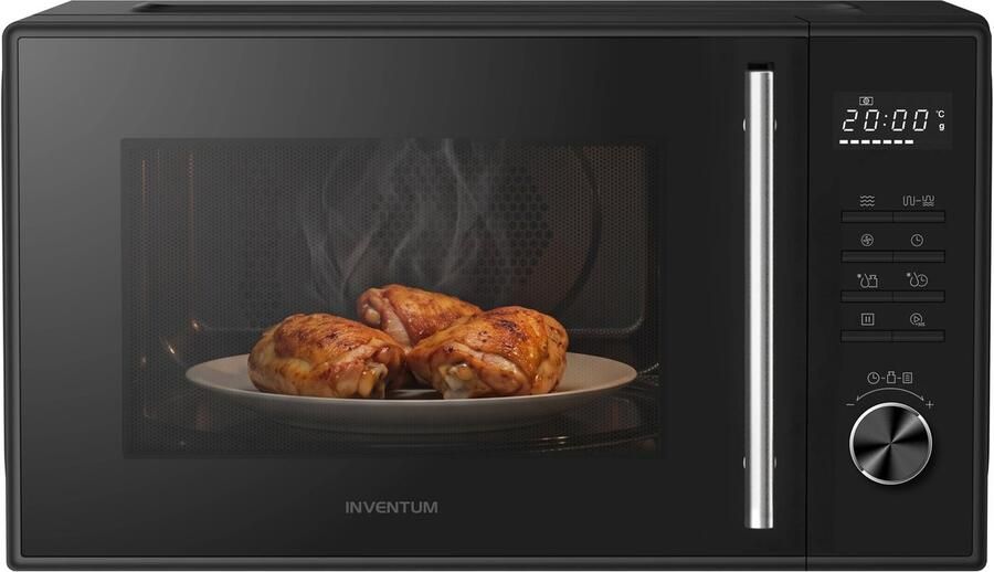 Inventum MN237CB Combimagnetron 23L 900W Hetelucht- en grillfunctie 10 kookprogramma's 4 combistanden Ontdooifunctie Kinderslot Zwart