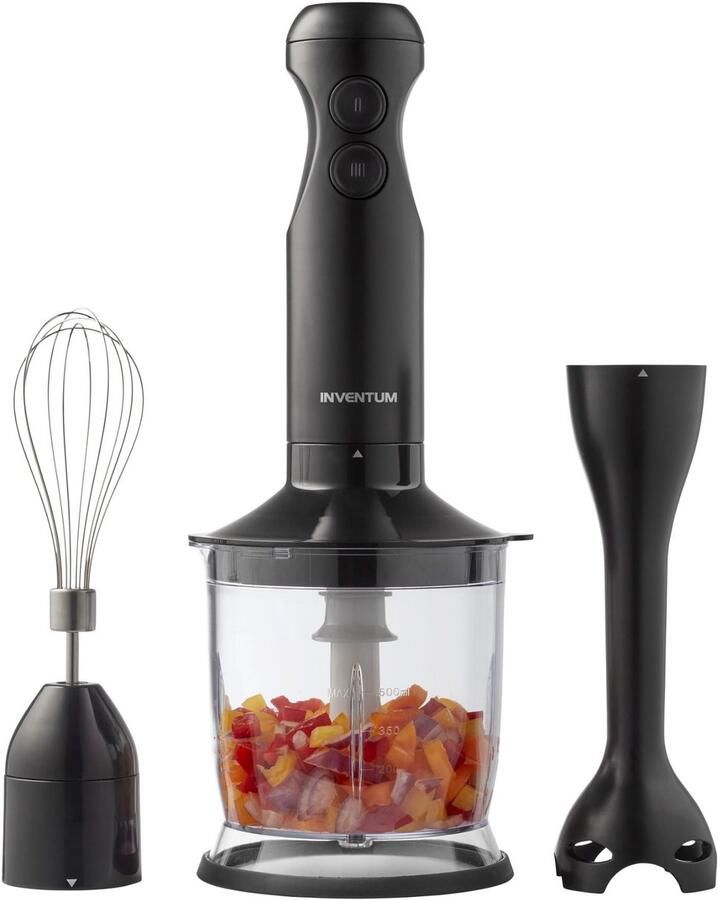 Inventum MX350B Staafmixer set RVS mes 2 snelheden Afneembare voet Garde en hakmolen 350 watt Zwart