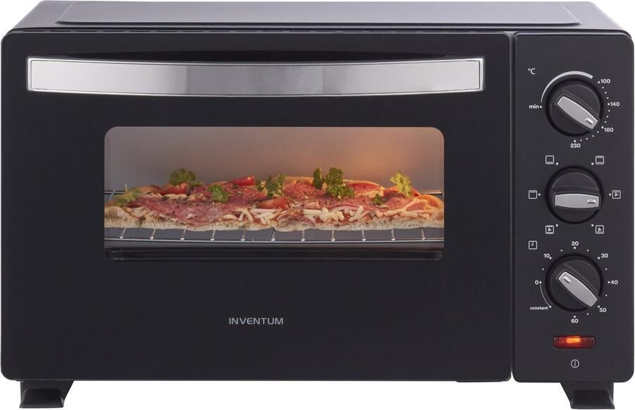 Inventum OV207B Vrijstaande mini oven 20L Hetelucht 100-230°C 6 ovenstanden Zwart