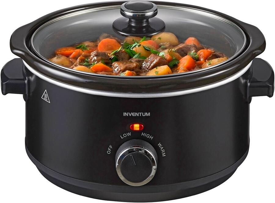 Inventum SC350B Slowcooker 3 5 L Warmhoudfunctie Keramische Binnenpan PFAS-vrij Zwart
