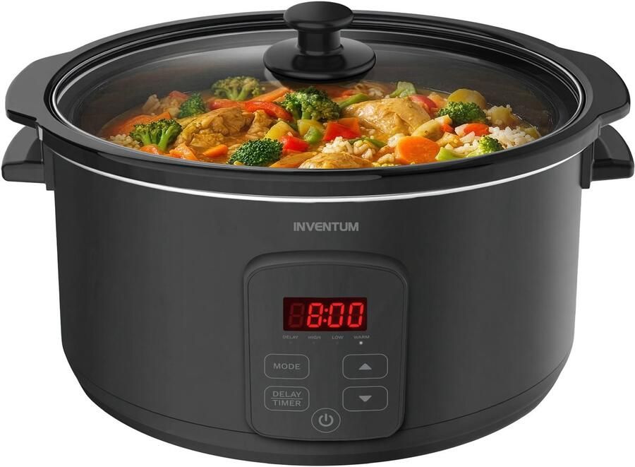 Inventum SC601B Slowcooker 6 L Warmhoudfunctie Keramische Binnenpan PFAS-vrij Zwart