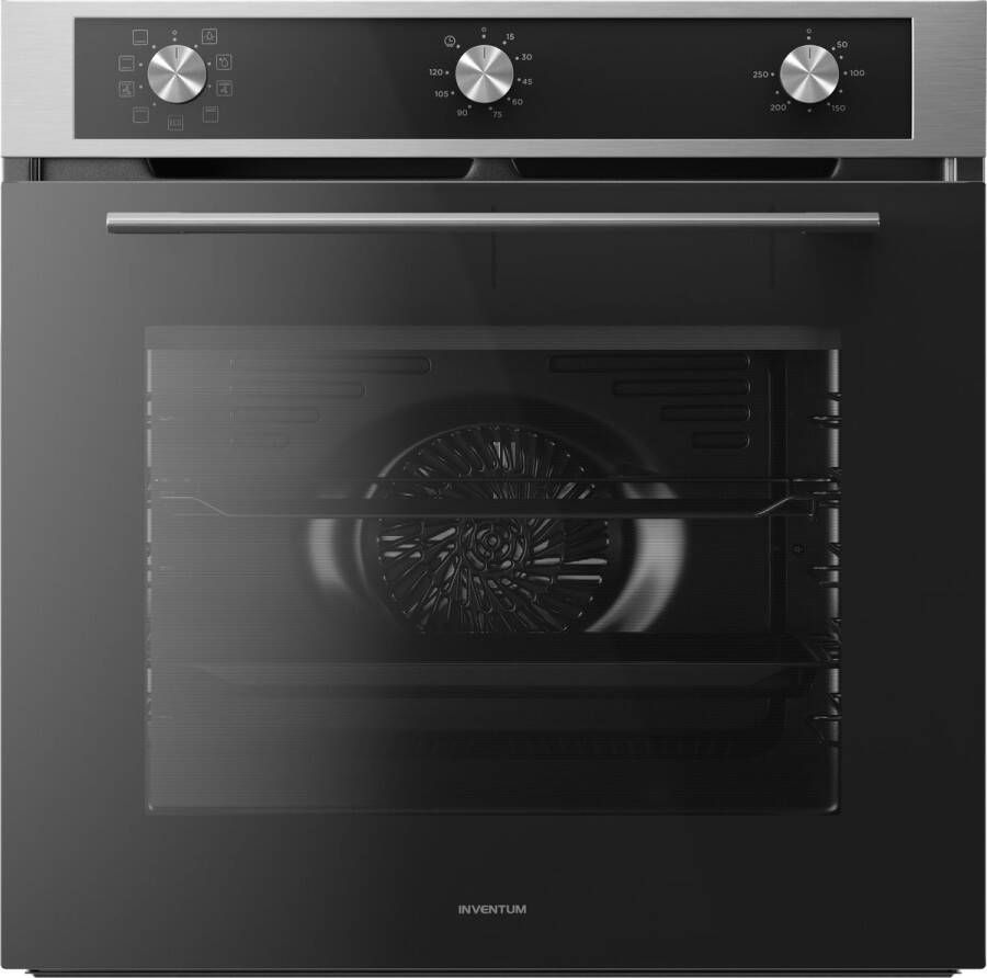 Inventum IOH6072RK Inbouw combi-oven Hetelucht Grill 72 liter 60 cm hoog Tot 250°C Zwart RVS