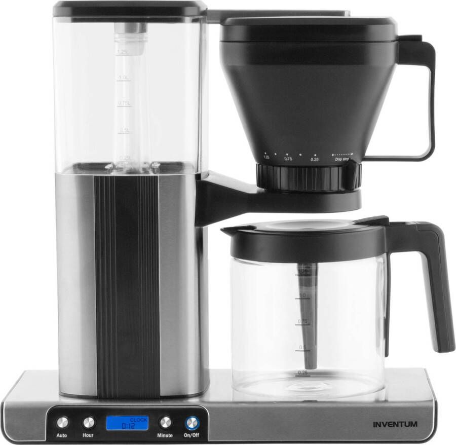 Inventum KZ813D Koffiezetapparaat 1 25 liter 10 kopjes Filter 1x4 Glazen kan Warmhoudfunctie Filterkoffie Zwart RVS - Foto 2