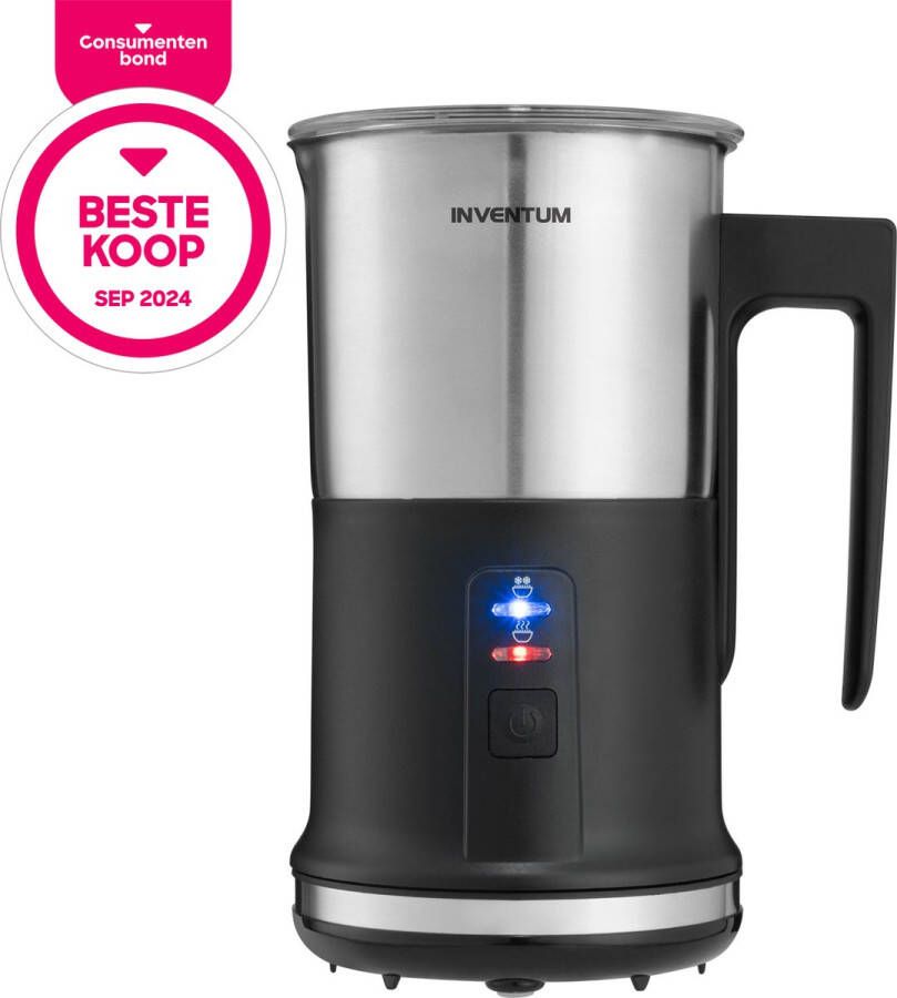 Inventum MK350 Elektrische melkopschuimer 115 240 ml Warm koud opschuimen Verwarmen PFAS vrij Antikleeflaag Zwart RVS