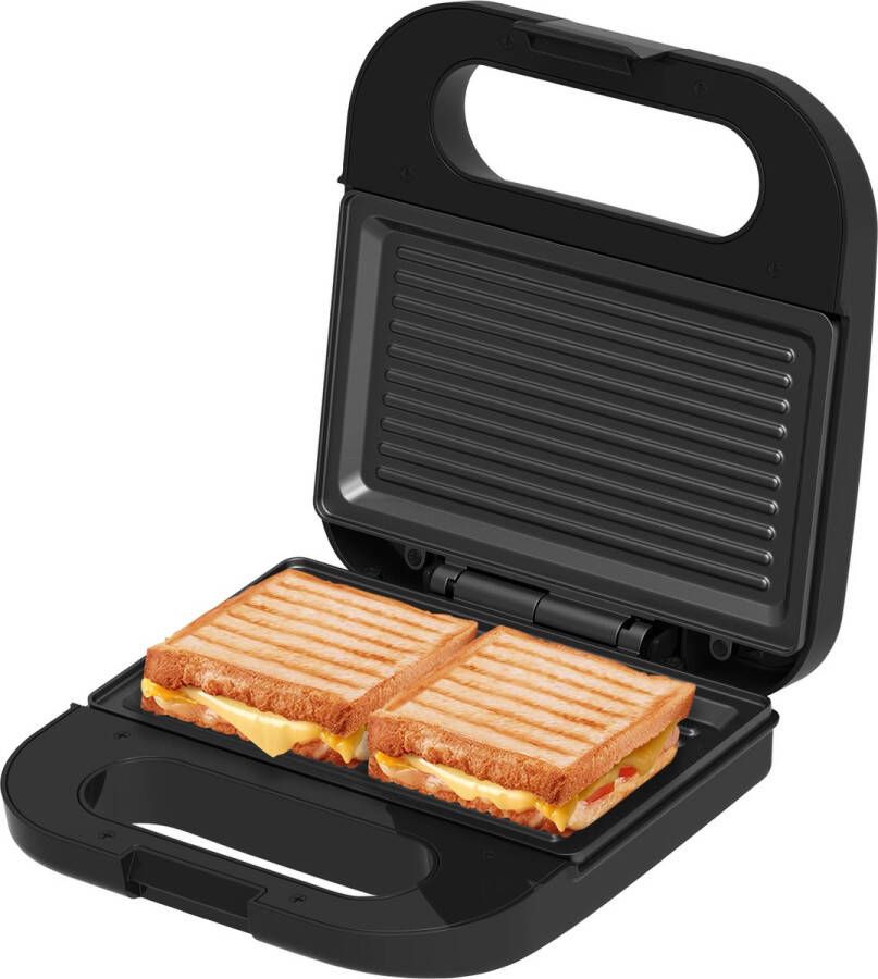Inventum SG750B Tosti ijzer Panini grill Bakplaat 22 4 x 13 cm PFAS vrij Tosti apparaat 750 watt Zwart