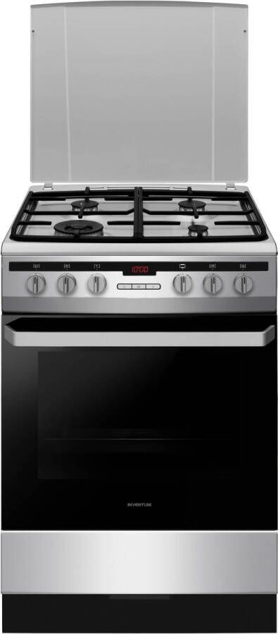 Inventum VFG6034WGRVS Vrijstaand gasfornuis Elektrische oven 4 kookzones 60 cm 65 liter Zilver Zwart - Foto 3