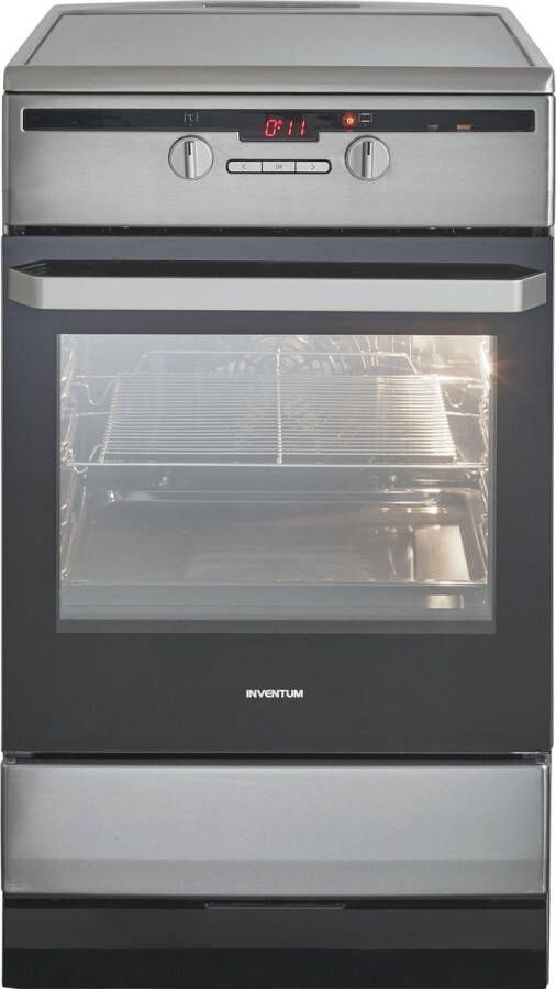 Inventum VFI5042RVS Vrijstaand inductie fornuis Elektrische oven 4 kookzones 50 cm 65 liter RVS Zwart