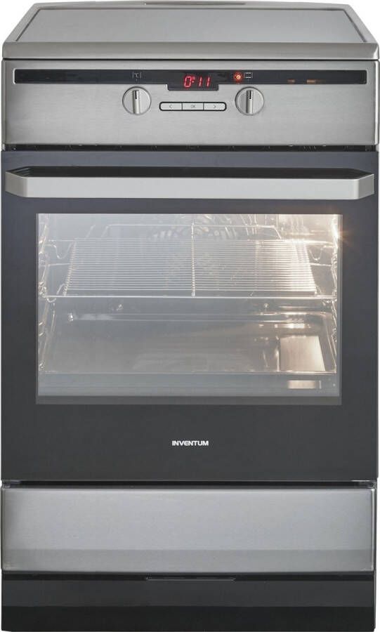 Inventum VFI6042RVS Vrijstaand inductie fornuis Elektrische oven 4 kookzones 60 cm 65 liter RVS Zwart