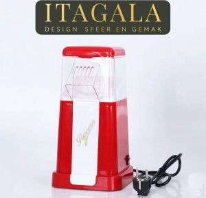 Itagala Popcorn Machine Heteluchtsysteem Popcorn Maker Popcorn Popcornmachine Popcornmaker 1200W – Rood met wit– Klaar in 3 Minuten zonder olie