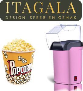 Itagala Popcorn Machine Heteluchtsysteem Popcorn Maker Popcorn Popcornmachine Popcornmaker 1200W – Roze – Klaar in 3 Minuten zonder olie