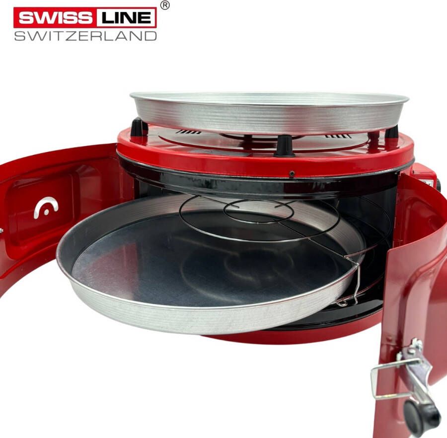 Itimat Ronde elektrische oven vrijstaand thermostaat 2laags double ROOD