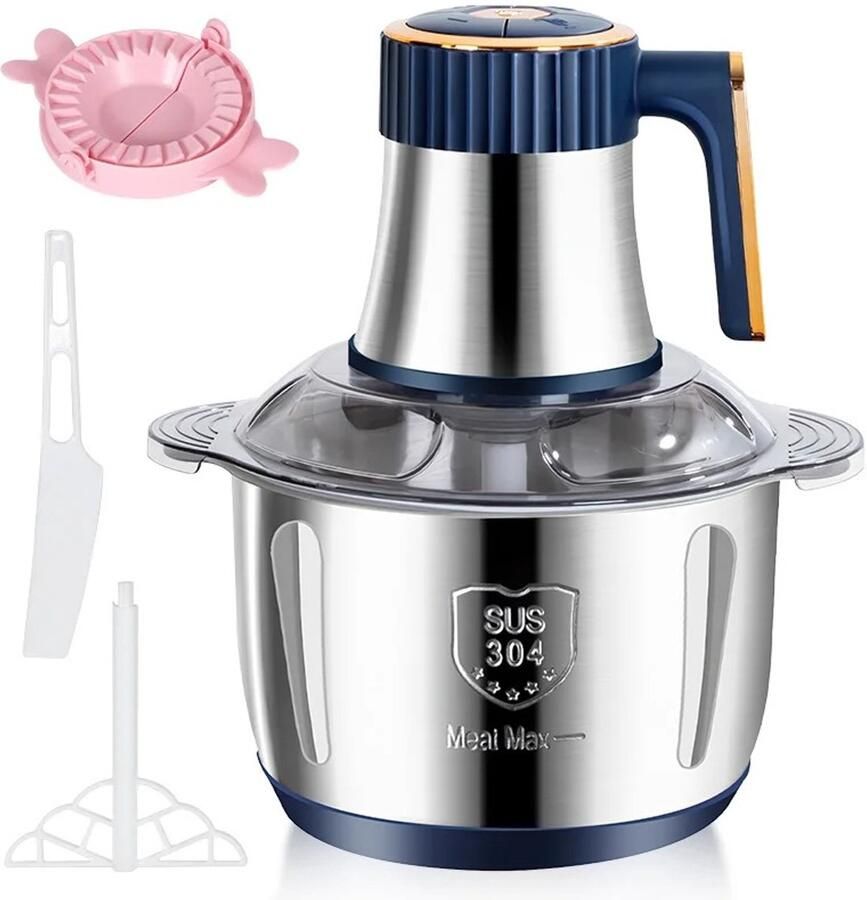 ITRONIQ Elektrische Hakmolen 5 Liter 500W Foodprocessor Met 6 RVS Messen 5 Snelheden Multifunctioneel Vleesmolen RVS Zwart