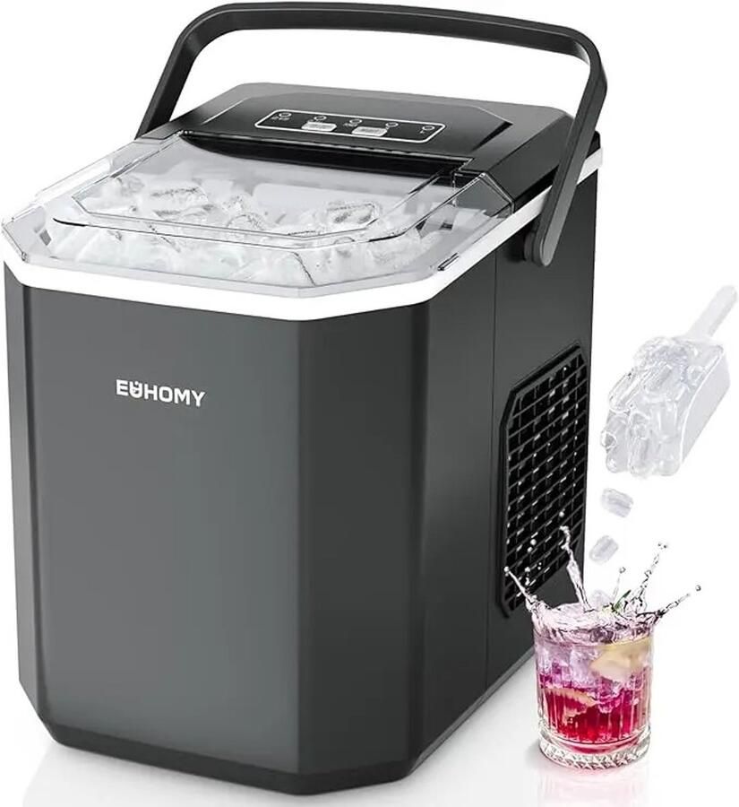 ITRONIQ IJsblokjesmachine IJsmachine 12 kg 24U IJsblokjesmaker 9 IJsblokjes is 6 min Zelfreinigend Ice Maker Zwart - Foto 2