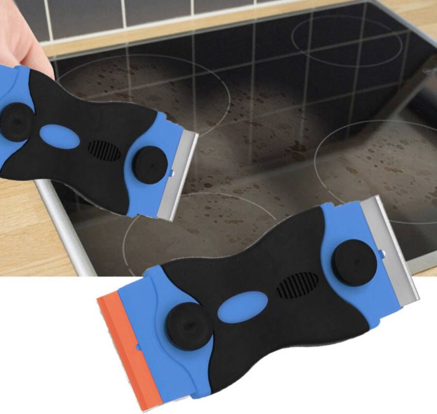 Ixen Multifunctionele Schraper Kookplaat Krabber Schraper Keramische Halogeen Inductie Kookplaten Glasschraper Glas Mes Schraper Roestvrij Staal Kunststof Zwart Blauw