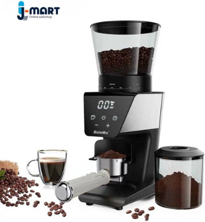 J-mart Elektrische Koffiemolen Automatische Koffiemaler Koffiebonen Machine 30 Maal Standen Incl. Schoonmaak Borsteltje
