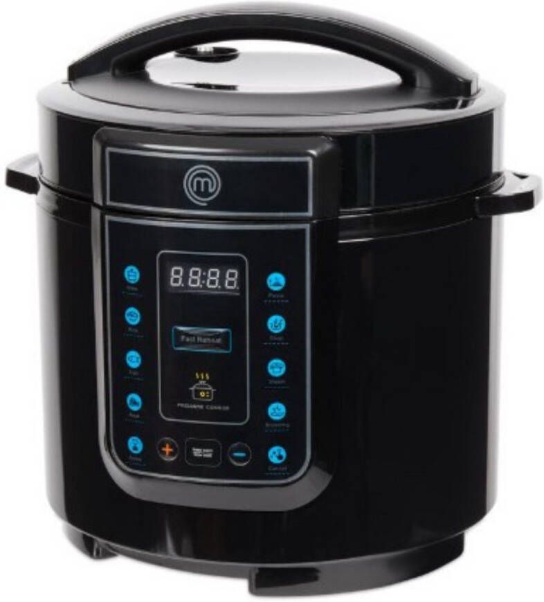 J adoree MasterChef 10-in-1 Multicooker 6L 1000W Elektrische Multicooker 10 Kookfuncties Hogedruk Multicooker Slowcooker Rijstkoker Ø30 5 x 36 8 cm Plastic Roestvrij Staal Zwart