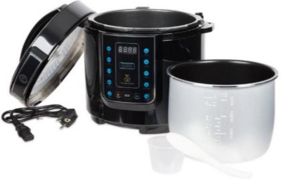 J adoree MasterChef 10-in-1 Multicooker 6L 1000W Elektrische Multicooker 10 Kookfuncties Hogedruk Multicooker Slowcooker Rijstkoker Ø30 5 x 36 8 cm Plastic Roestvrij Staal Zwart