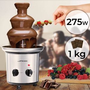 Jago Chocoladefontein met 3 niveaus Maximale capaciteit 1000g RVS Vaatwasmachinebestendig Chocoladefondue 275W Zilver