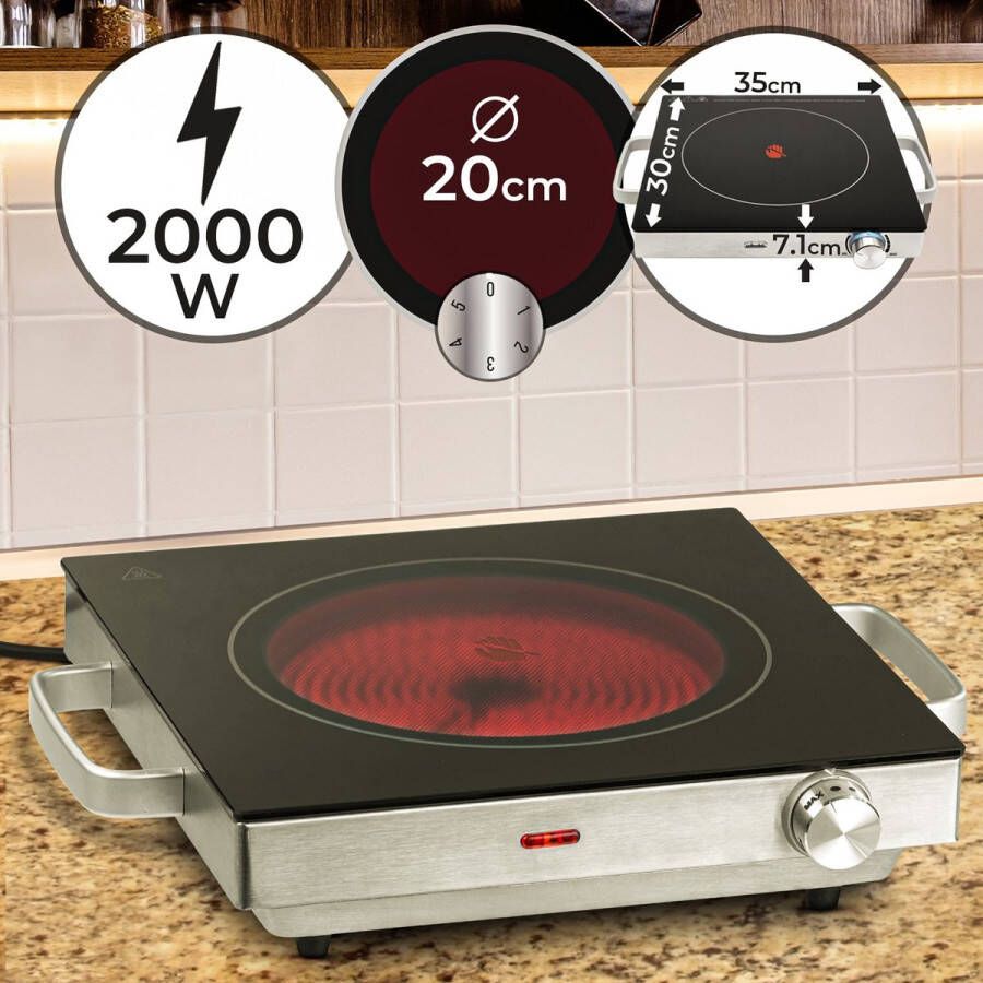 Jago Electric Infrared Digitaal Single Double Oververhitting Protection Ceramic Glass Hob Single Hotplate Double Hob Top Mini Hob ​​- 2000 W