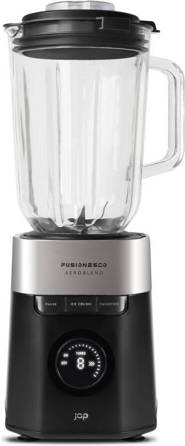 JAP Appliances AeroBlend Krachtige (1000W) blender met 8 snelheden en 3 standen Grote 1 5 liter glazen kan Maatbekerdop 20-40ml Smoothie maker IJscrusher Zwart