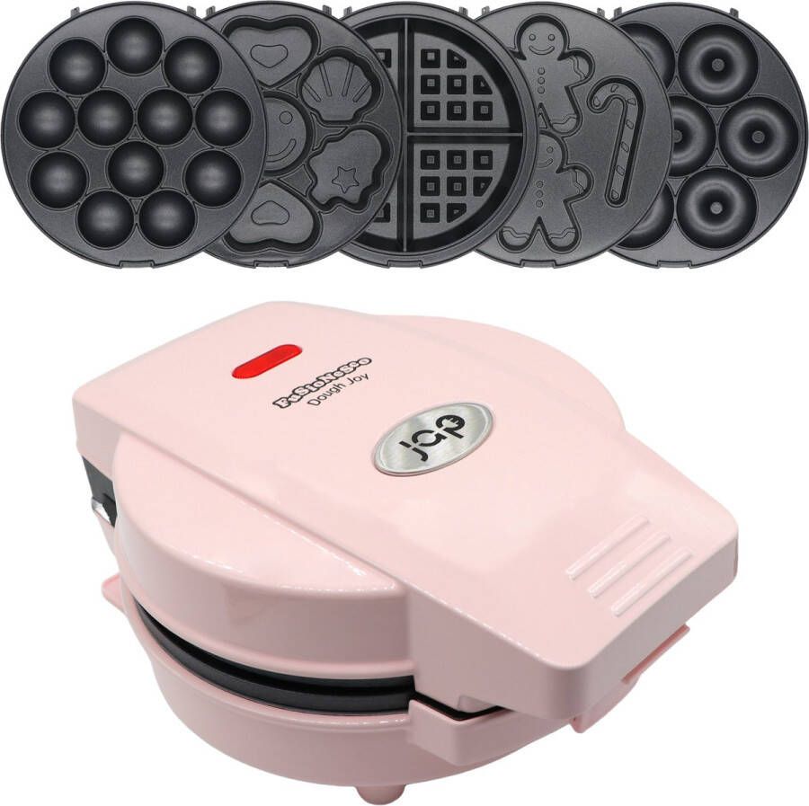 JAP Appliances Dough Joy Wafelijzer 1 Wafelmaker 7 Donut 12 Cake Pop maker Anti aanbaklaag indicatielampje Wafels van 16x16 cm Inclusief 50 stokjes Roze - Foto 2