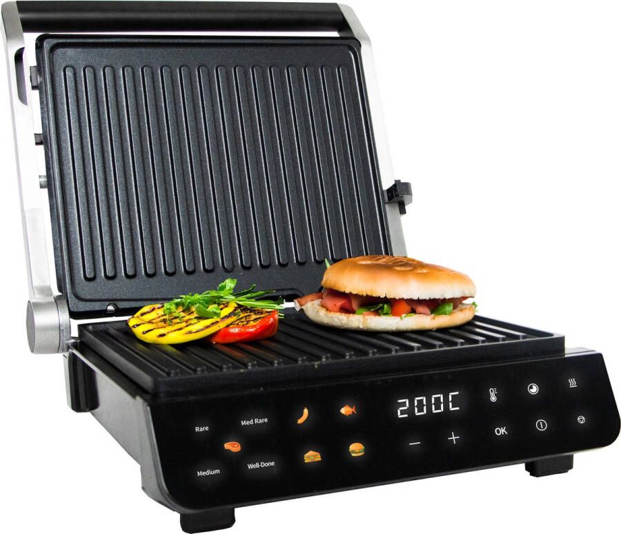 JAP Appliances Integrill Grote contactgrill (2000W) met zwevende bovenplaat 180ºC Uitklapbaar Uitneembare platen Grill apparaat PFAS-vrij Tosti en Panini 5 automatische programma's 120ºC tot 230ºC - Foto 4