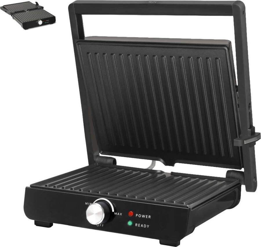 JAP Appliances Caligrill Tosti apparaat (2000W) met temperatuur aanduiding 180°C Uitklapbaar Contactgrill Inclusief vetbakje - Foto 2