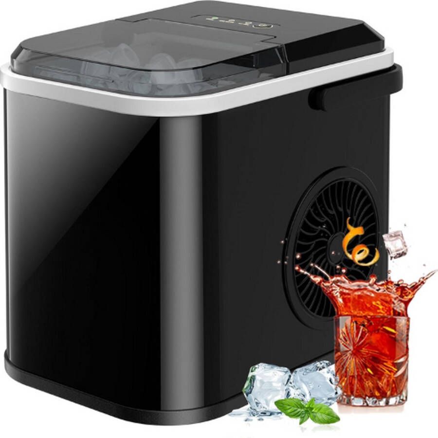 JB Ijsblokjesmachine Ijsblokjesmaker Ijsblokjesmakers Ijsblokjesmachine Zelfreinigend Infraroodsensor Capaciteit 12KG Zelfreinigingsfunctie Transparante Venster Ijsschep Meegeleverd Binnen 6-10 Min Klaar