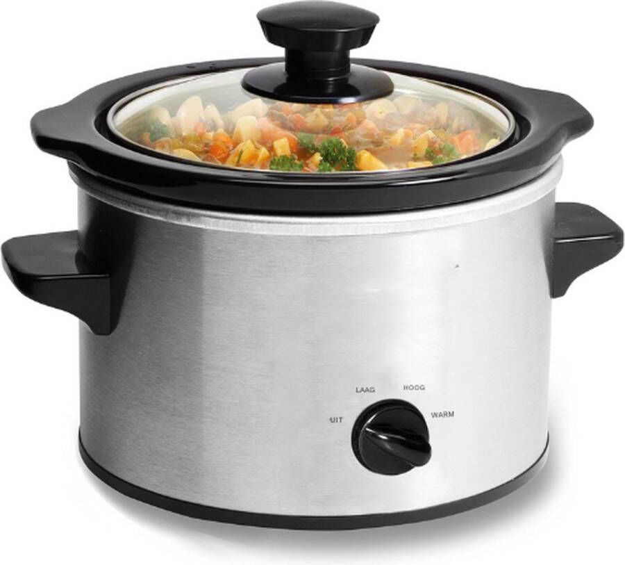 JB Slowcooker Slowcookers Kooktoestel Vaatwasmachinebestendig 220V Instelbare Temperatuurfunctie Transparante Deksel Schoonmaakfunctie Energiebesparende Functie Met Warmhoudfunctie Cool Touch Handgrepen Afneembare Stenen Pot