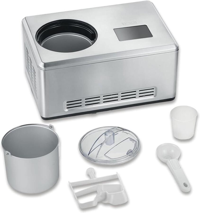 JCP Ijsmachine 2-in-1 IJsbereider met Yoghurtfunctie Ijsmachine Zelf Vriezend Softijs Machine voor Thuis Zilver 41cm x 28cm x 21cm