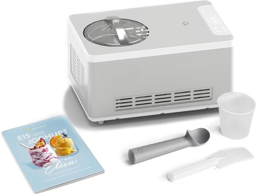 JCP Ijsmachine Capaciteit 2 Liter Ijsmachine Zelf Vriezend Softijs Machine voor Thuis Wit 43cm x 28cm x 27cm