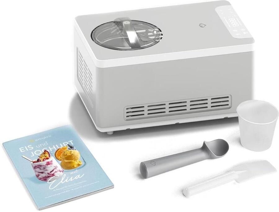 JCP Ijsmachine Capaciteit 2 Liter Ijsmachine Zelf Vriezend Softijs Machine voor Thuis Wit 43cm x 28cm x 27cm