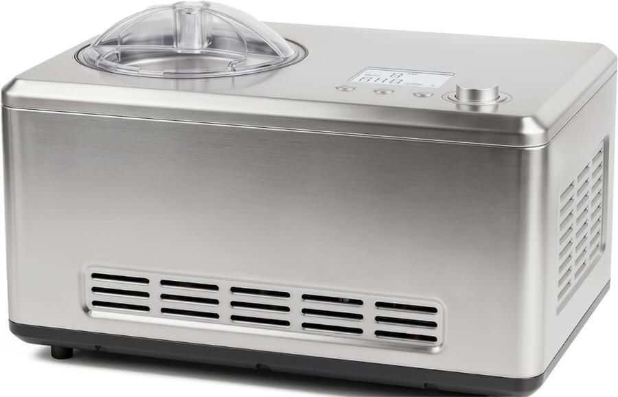 JCP Ijsmachine Capaciteit 2 Liter Ijsmachine Zelf Vriezend Softijs Machine voor Thuis Zilver 42cm x 29cm x 22cm