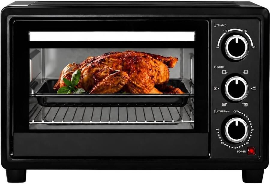 JCP Mini Oven Mini-oven 20L Minioven met Instelbare Temperatuur Zwart 34cm x 46cm x 29cm