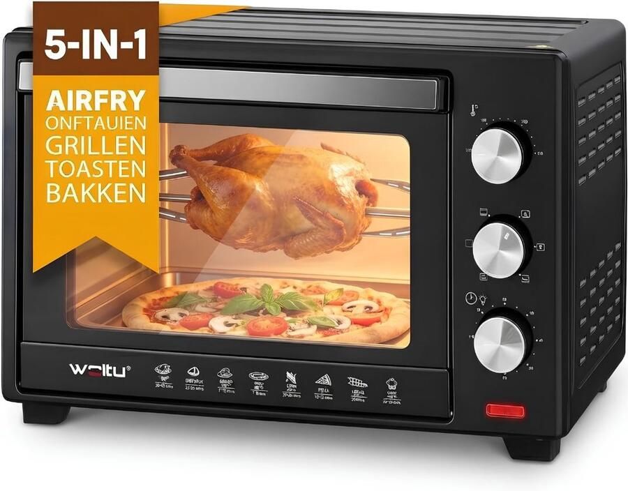 JCP Mini Oven Mini Oven Vrijstaand Kleine Oventje Zwart 31cm x 51cm x 33cm