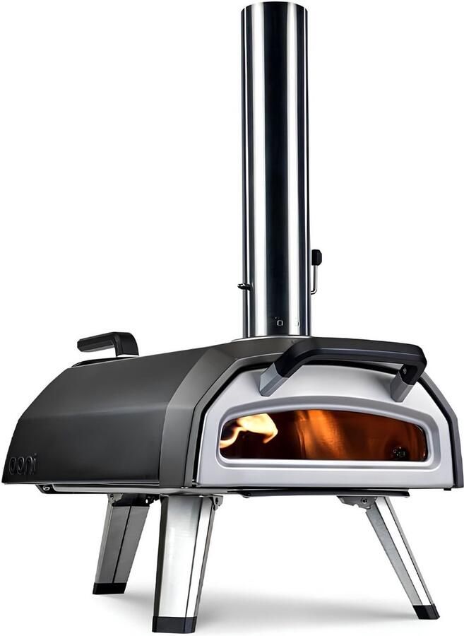 JCP Pizza Oven Hout en Gas Pizzaoven Pizza Oven Buiten Zwart 74cm x 41cm x 71cm