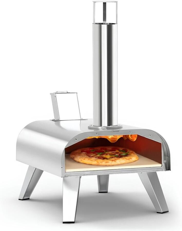 JCP Pizza Oven Pizzaoven Pizza Oven Buiten Zilver 55cm x 36cm x 74cm