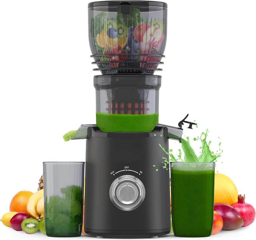 JCP Sapcentrifuge 148 mm Slowjuicer Fruit En Groentesapcentrifuge Zwart 16cm x 14cm x 30cm