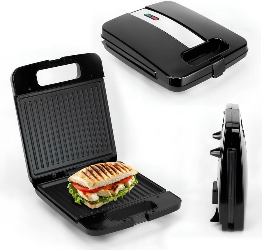 Lìon Tosti Ijzer Compact Grill Apparaat Tosti Apparaat Zilver 34cm x 33cm x 12cm