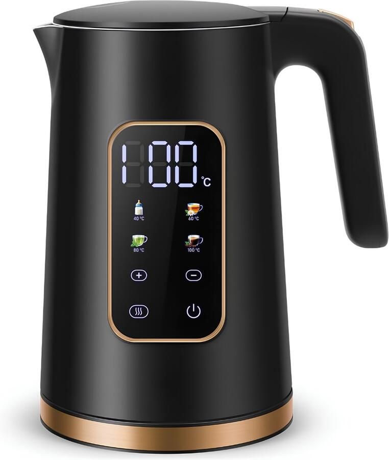 JCP Waterkoker 1.7 L RVS Waterkoker Warmhoudfunctie Zwart 20cm x 20cm x 16cm