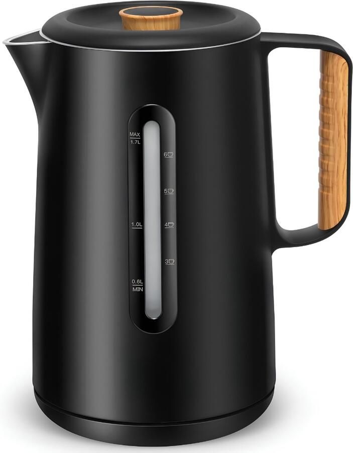 JCP Waterkoker 1.7L RVS Waterkoker Met Afneembaar Deksel Zwart 20cm x 16cm x 2