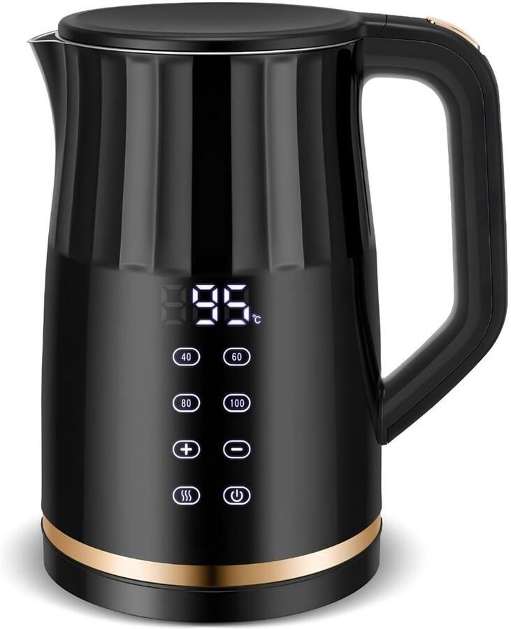 JCP Waterkoker Digitaal Temperatuurdisplay Theeketel Zwart 20cm x 16cm x 20cm
