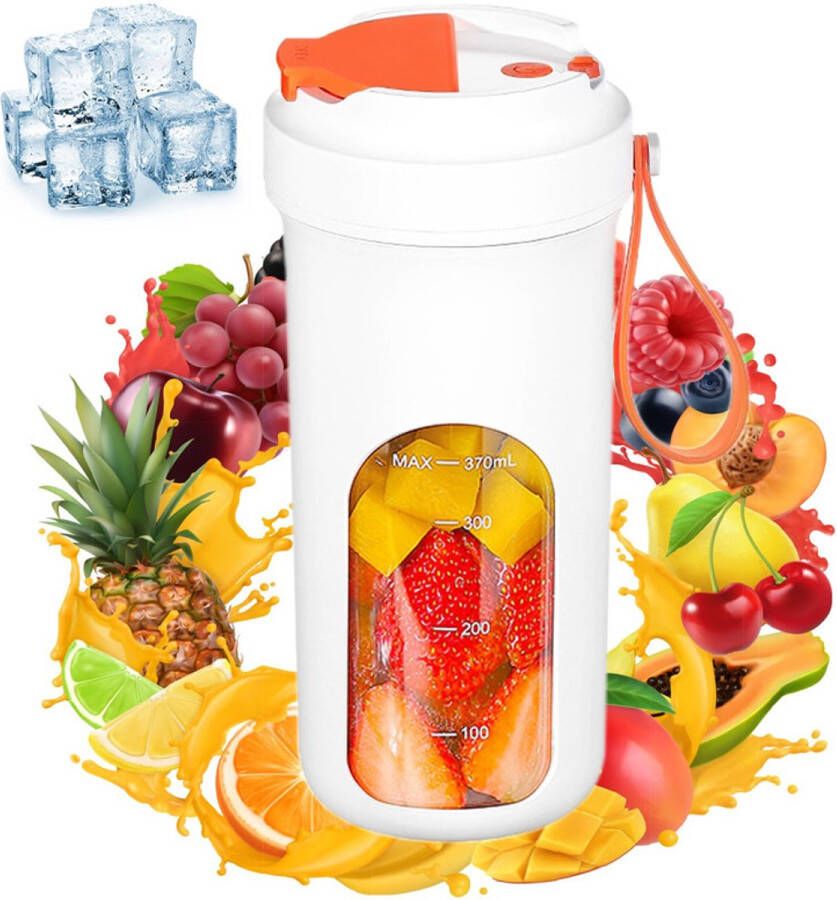 JeiibrZui Draagbare Blender Smoothiemaker Met Roestvrijstalen Mes 50 W 200 Tpm Multifunctionele Sapbeker 1 Wit