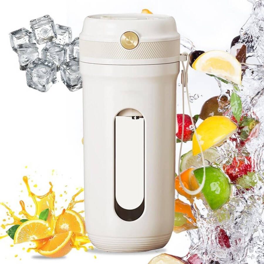 JeiibrZui Draagbare Blender USB-Oplaadbare Miniblender Veilig Ijsblokjesmixen 350 Ml 2 Stukken Voor Thuis Kantoor Reizen Wit