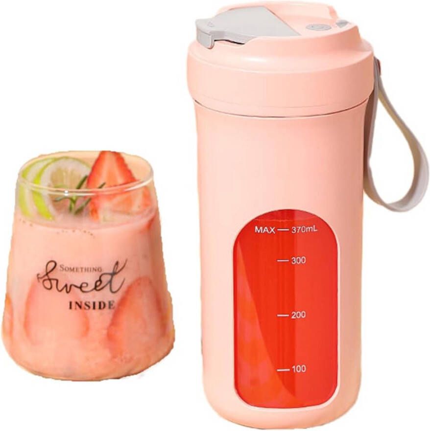 JeiibrZui Draagbare Blender USB-Oplaadbare Sapcentrifuge 50W 200 Tpm Met 370 Ml Roze