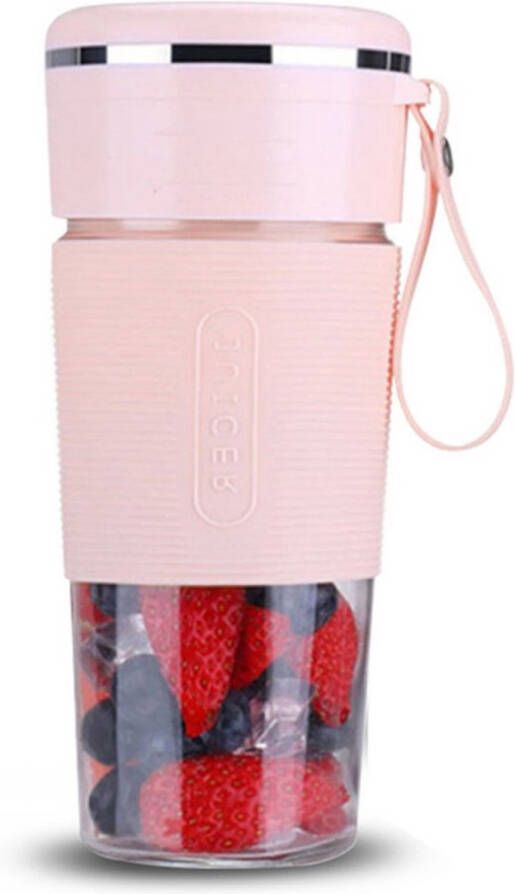 JeiibrZui Draagbare Blender USB-Oplaadbare Sapcentrifuge Met Roestvrijstalen Messen 18.000 Tpm 1 Stuk Roze