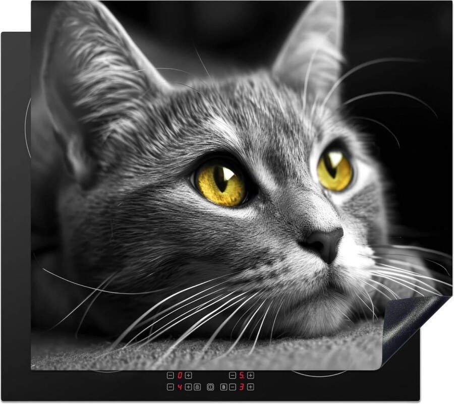 JGS Beschermende Inductie Mat voor Keramische Kookplaat met Unieke Fotoprint Grijs Katontwerp 60 x 52 cm